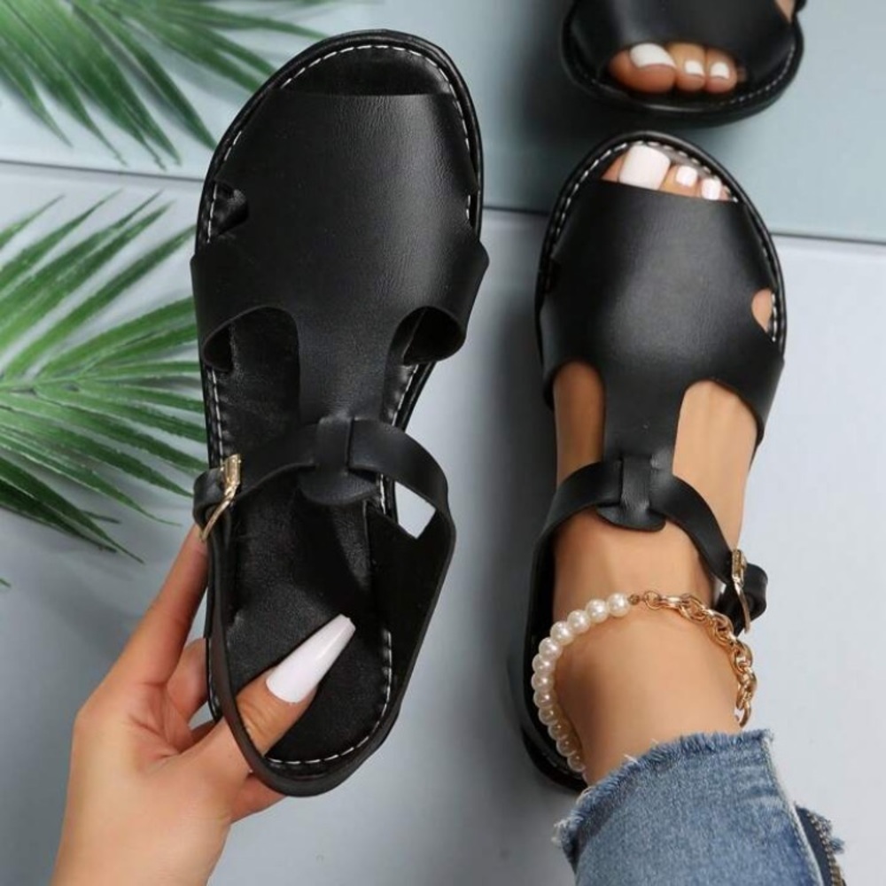 SHEIN black peep toe ankle strap sandals - 9